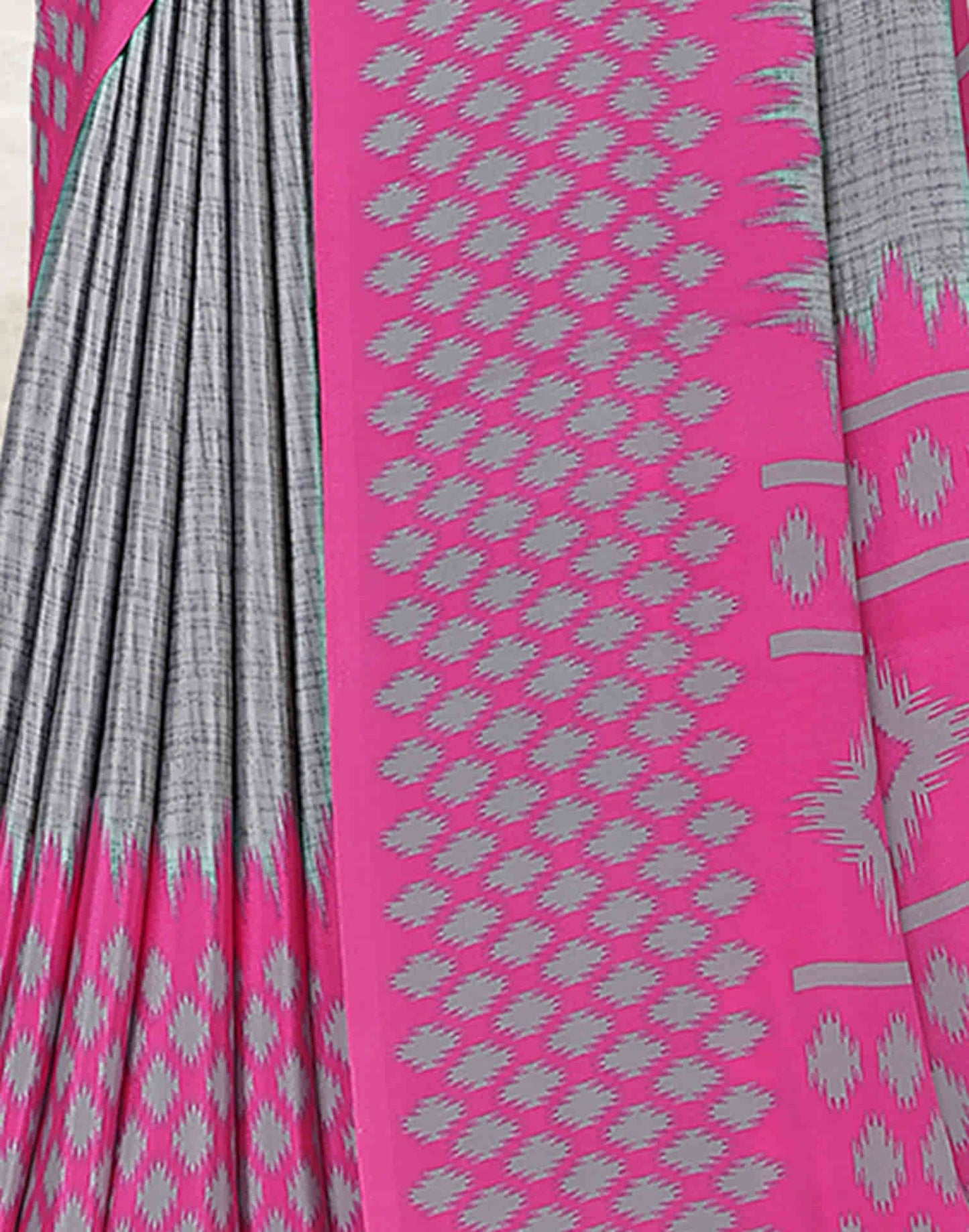 Grey Polyester Printed Saree