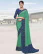 Teal Green Polyester Printed Saree