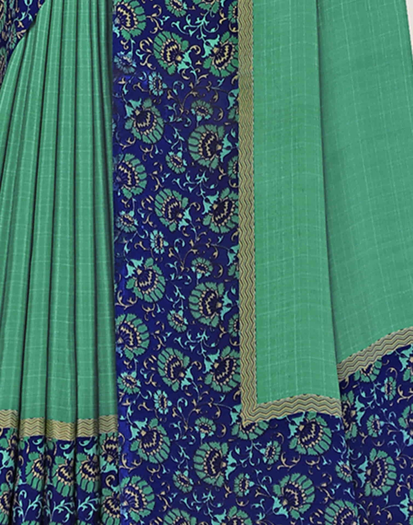 Teal Green Polyester Printed Saree