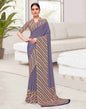 Dusty Purple Polyester Geometric Printed Saree