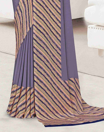Dusty Purple Polyester Geometric Printed Saree