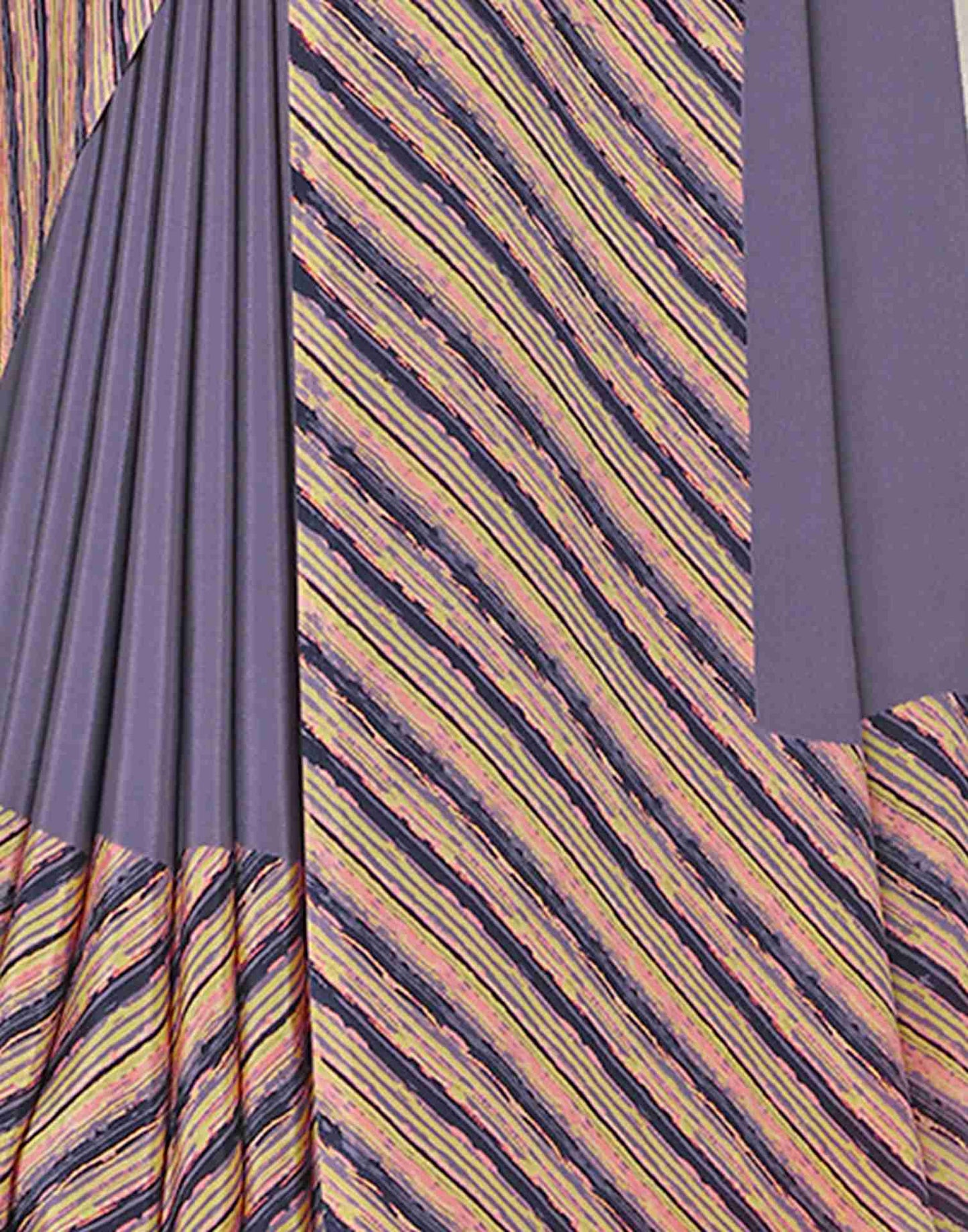 Dusty Purple Polyester Geometric Printed Saree