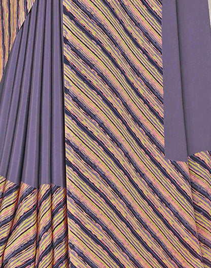 Dusty Purple Polyester Geometric Printed Saree