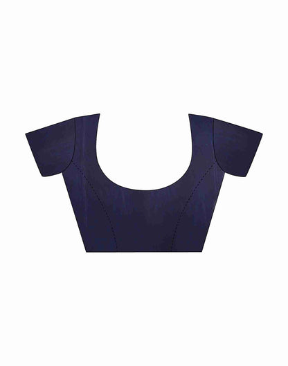 Navy Blue Polyester Geometric Printed Saree