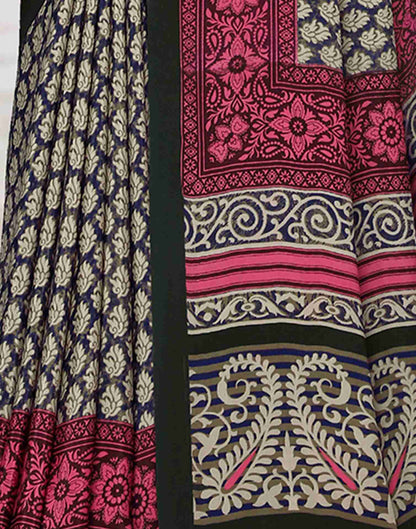 Beige Polyester Printed Saree