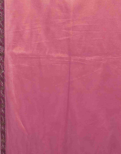 Light Pink Net Embroidery Plain Saree
