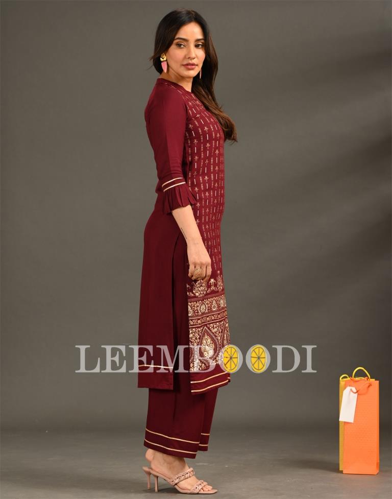 Dark Maroon Pigment Print Kurti | Sudathi