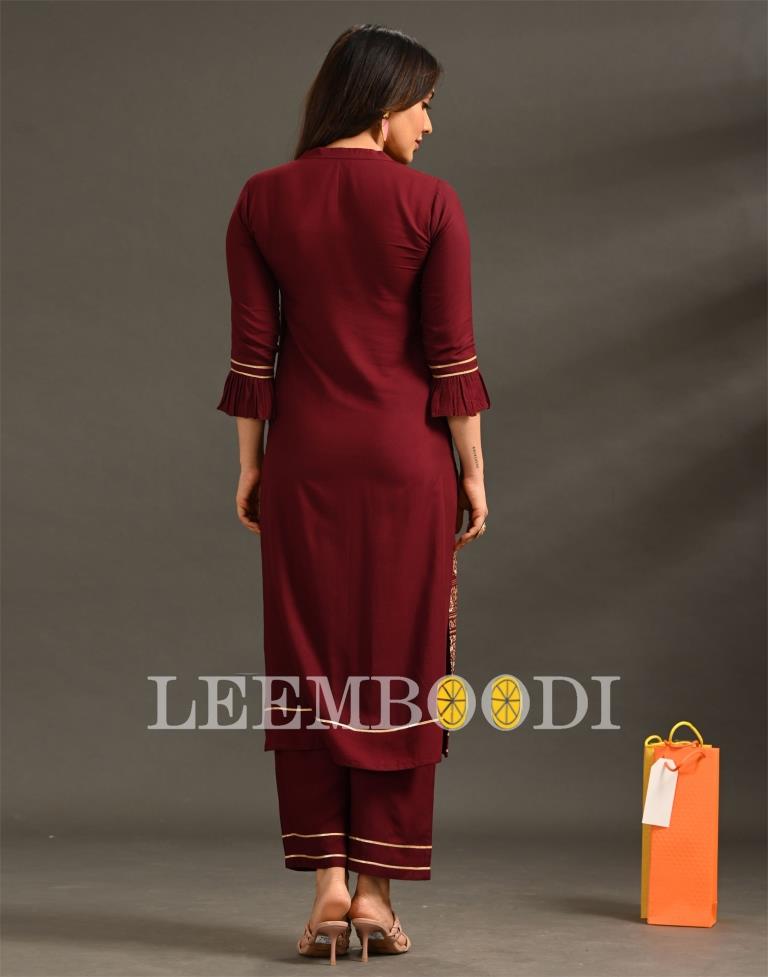 Dark Maroon Pigment Print Kurti | Sudathi
