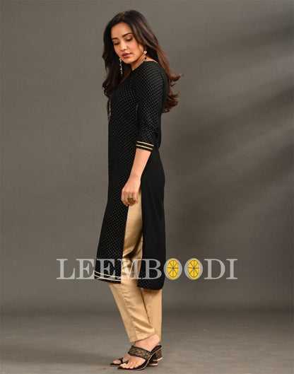 Black Rayon Embroidered Kurti | Sudathi