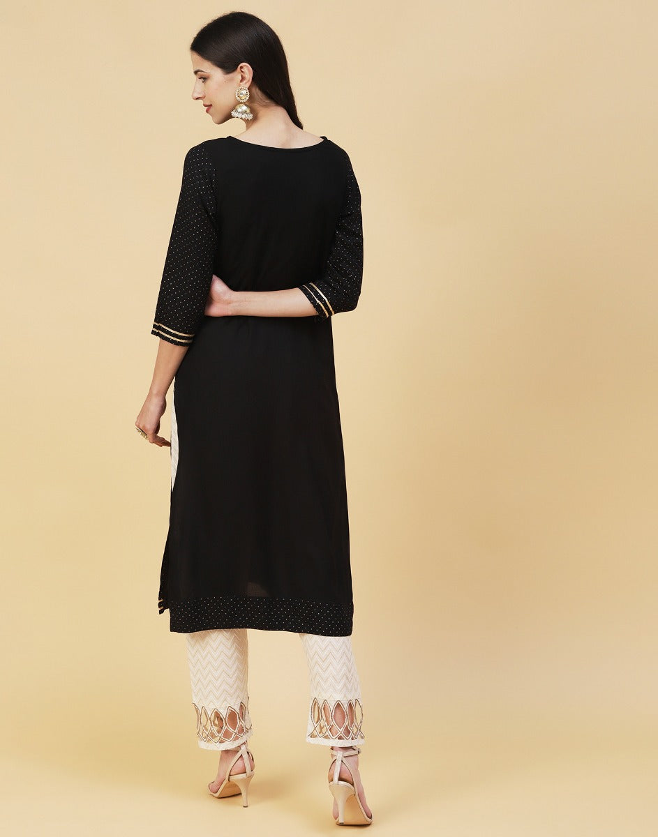 Black Rayon Embroidered Kurti | Sudathi
