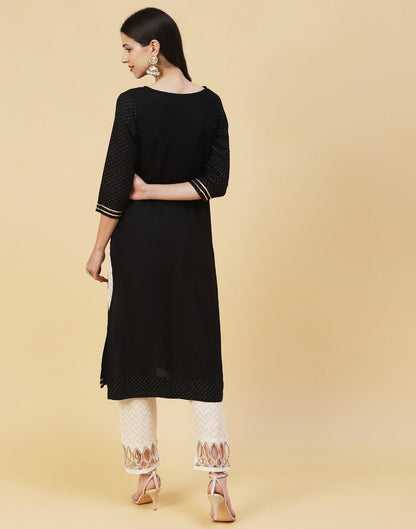 Black Rayon Embroidered Kurti | Sudathi