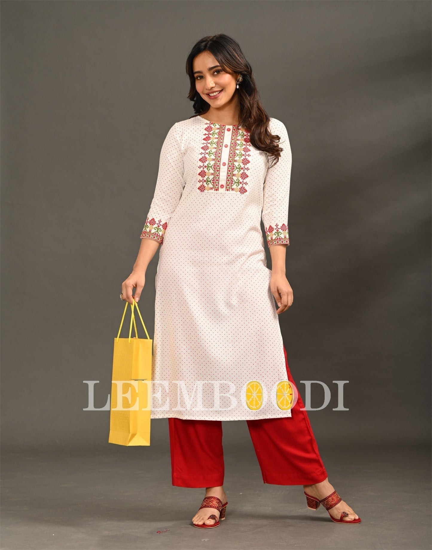 Off White Embroidered Kurti | Sudathi