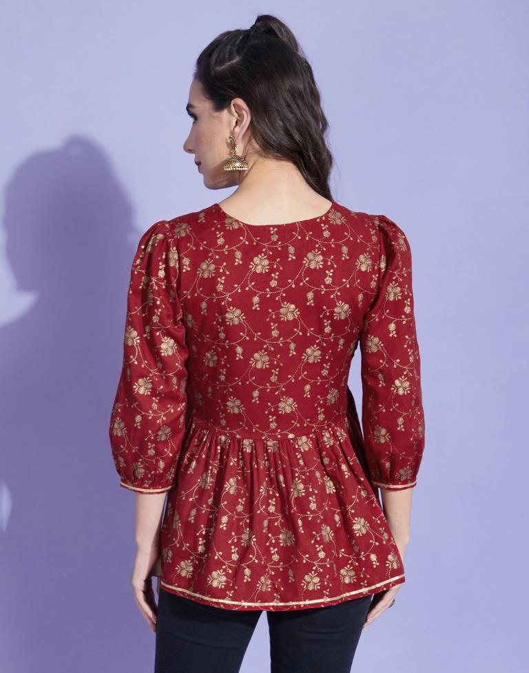 Red Geathered Top | Sudathi