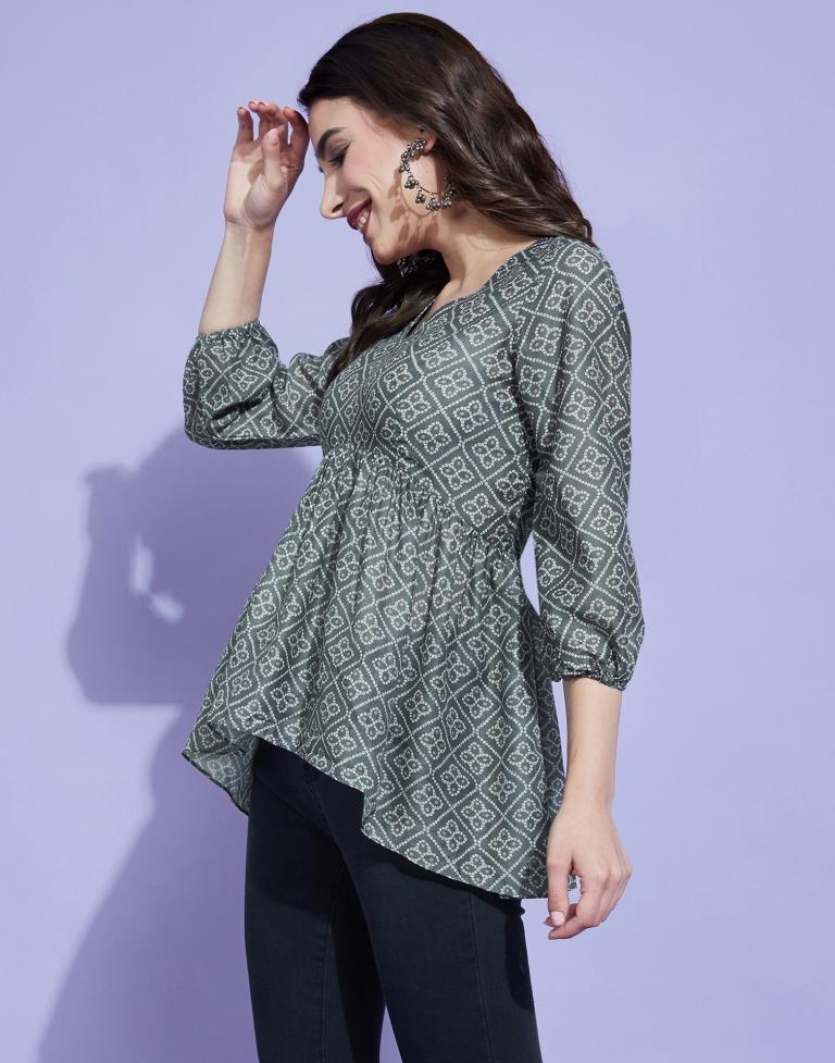 Grey Geathered Top | Leemboodi