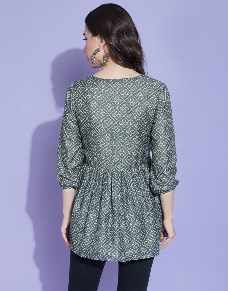 Grey Geathered Top | Leemboodi