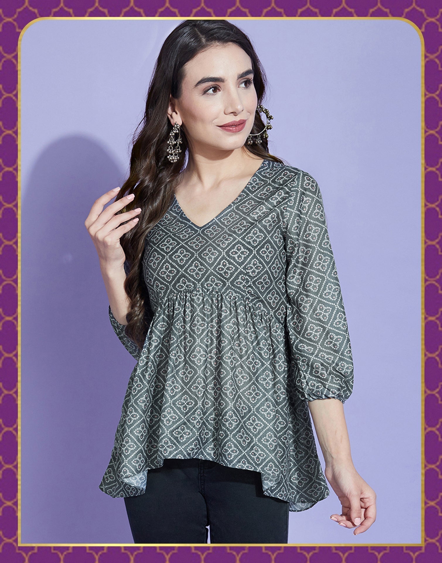 Grey Geathered Top | Leemboodi