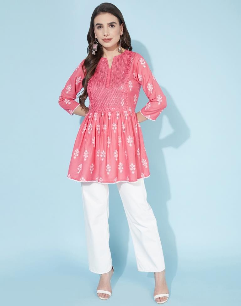 Pink Geathered Tunic Top | Sudathi