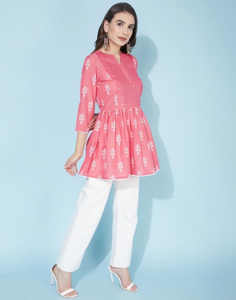 Pink Geathered Tunic Top | Sudathi