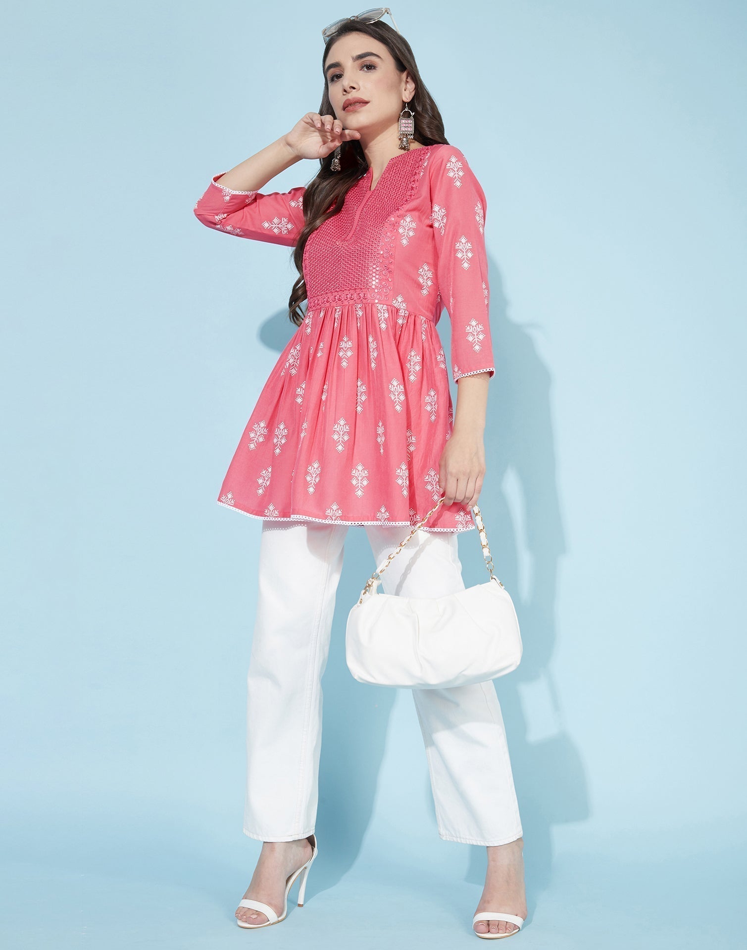 Pink Geathered Tunic Top | Sudathi