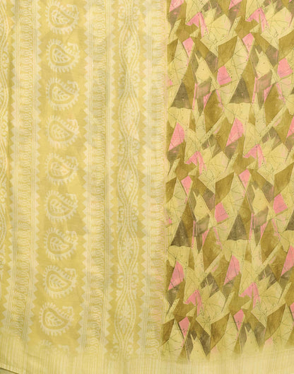 Light Yellow Chiffon Printed Saree