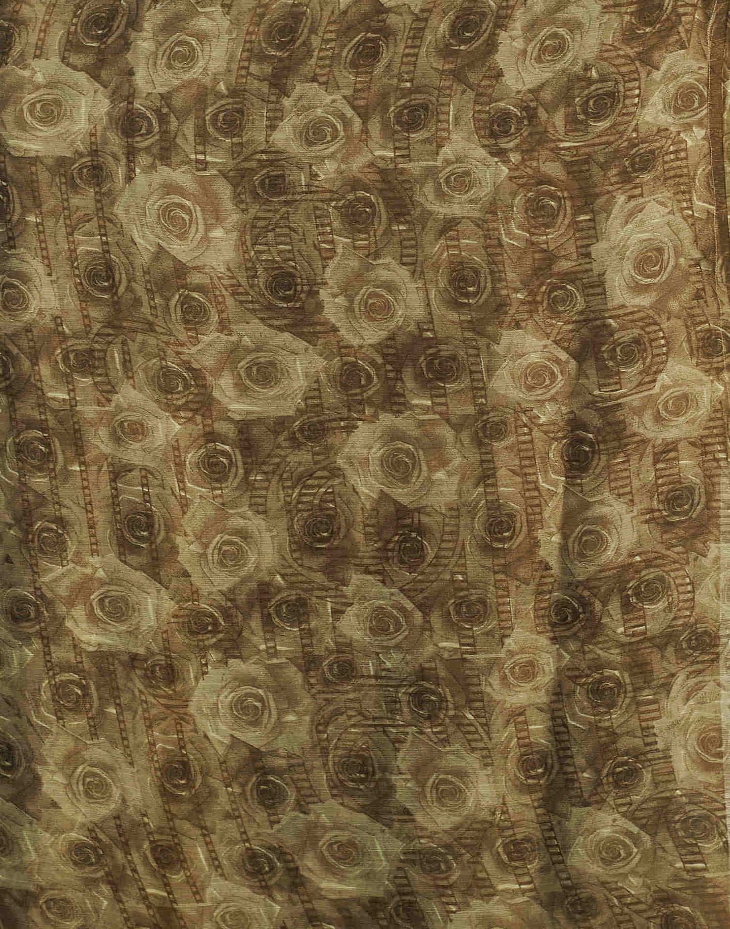 Khaki Chiffon Printed Saree