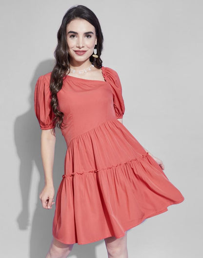 Coral Frilled Dress | Sudathi