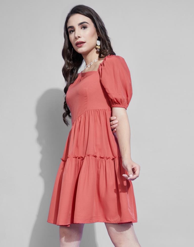 Coral Frilled Dress | Sudathi