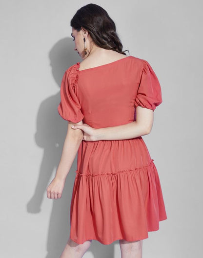 Coral Frilled Dress | Sudathi