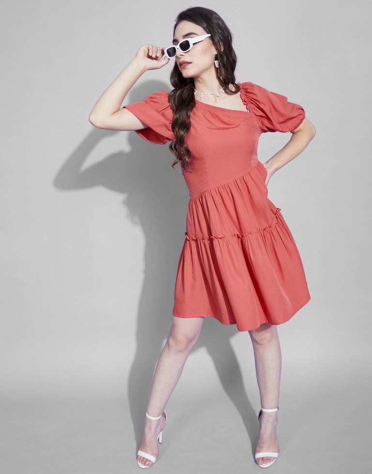 Coral Frilled Dress | Sudathi