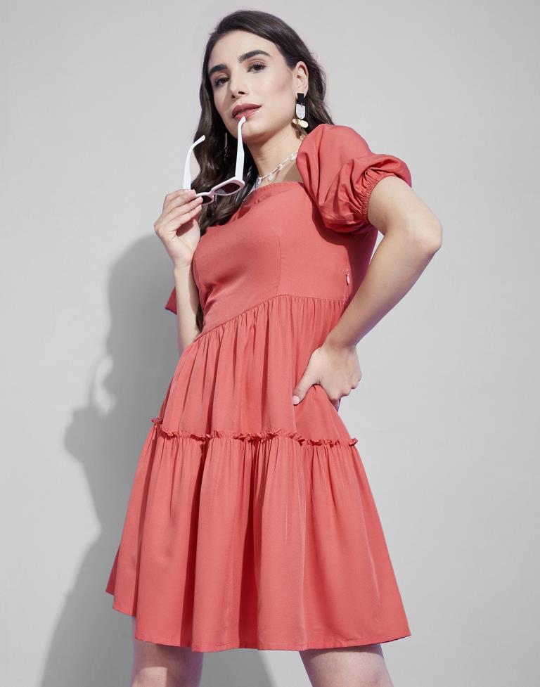 Coral Frilled Dress | Sudathi