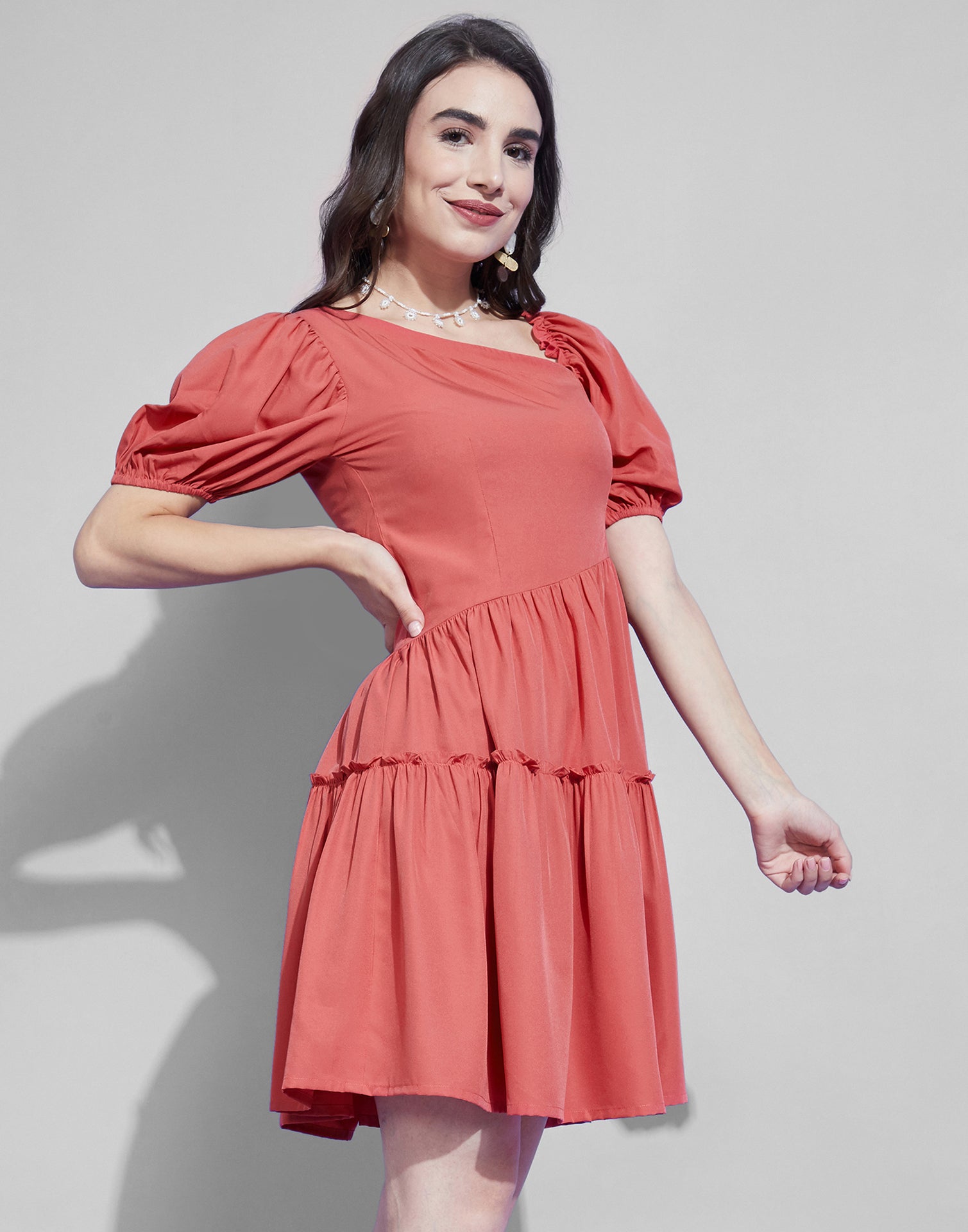 Coral Frilled Dress | Sudathi