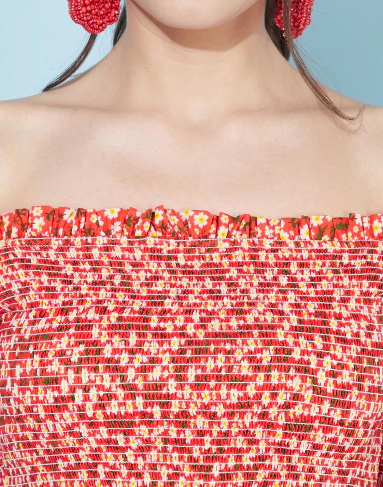 Red Smocked Dress | Leemboodi