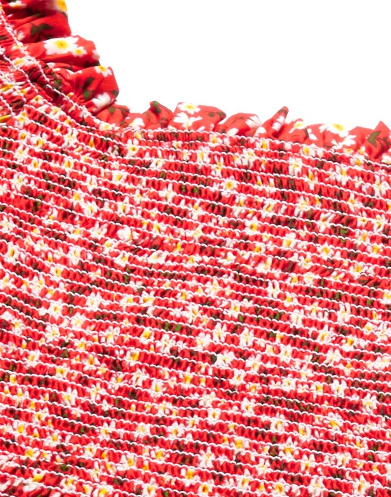 Red Smocked Dress | Leemboodi