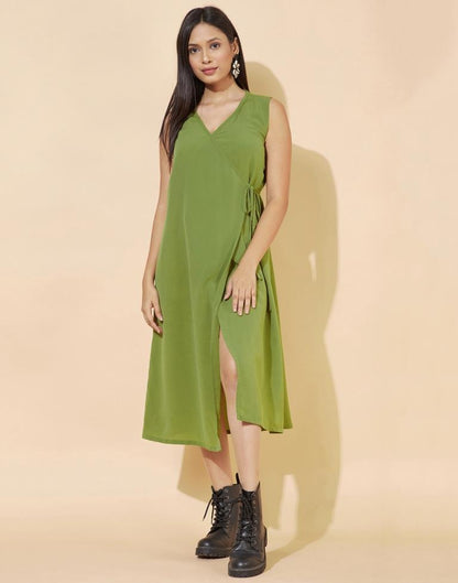 Light Green Slit Knot Dress | Leemboodi