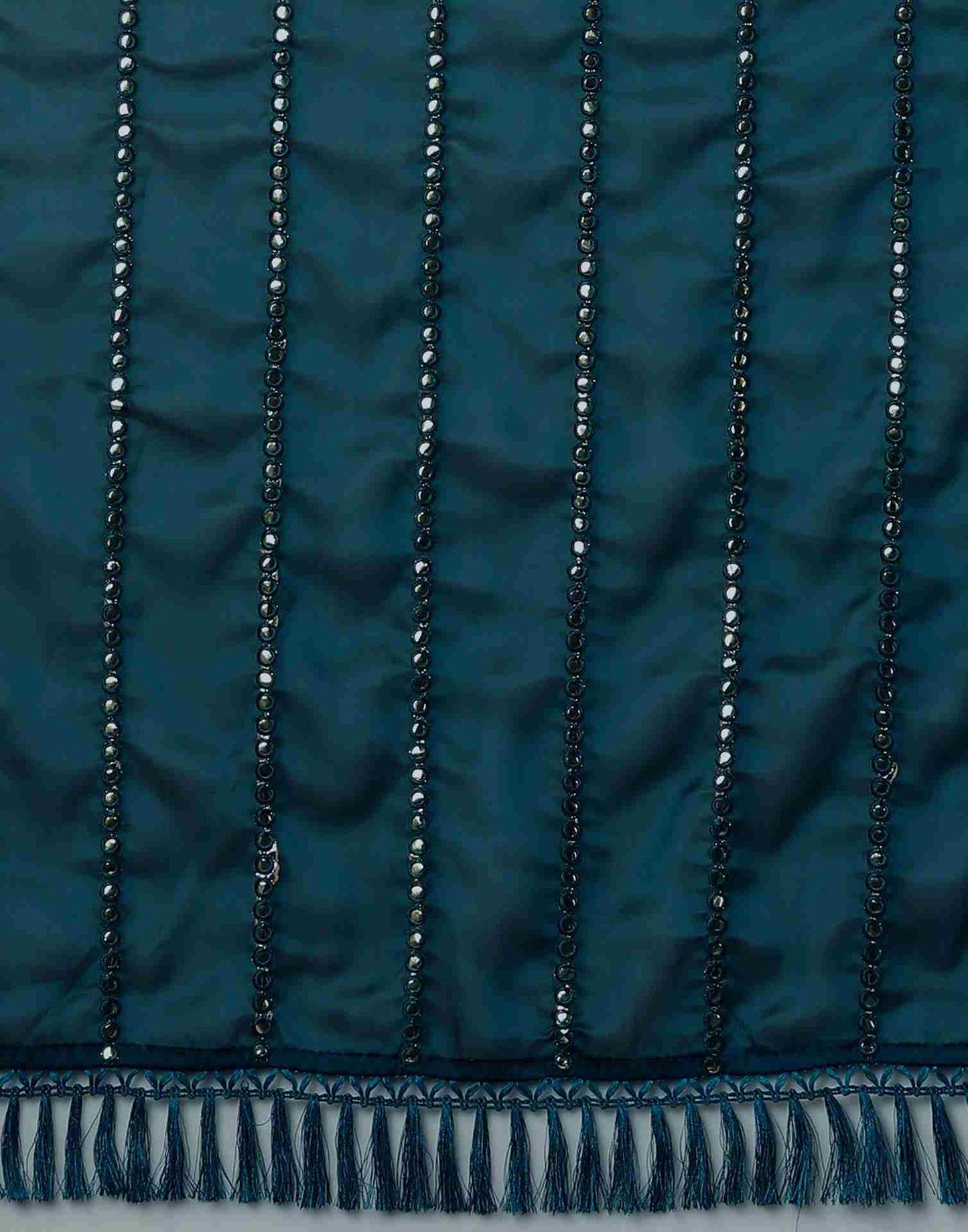 Rama Blue Georgette Plain Mirror Work Saree