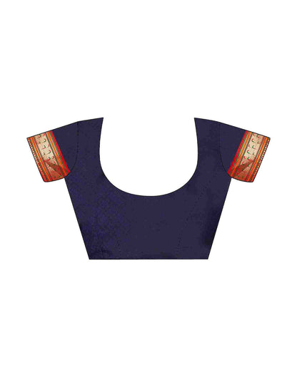 Navy Blue Georgette Printed Saree