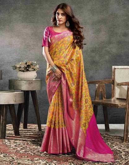 Yellow Silk Woven Banarasi Saree