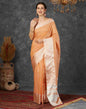 Light Orange Cotton Woven Banarasi Saree