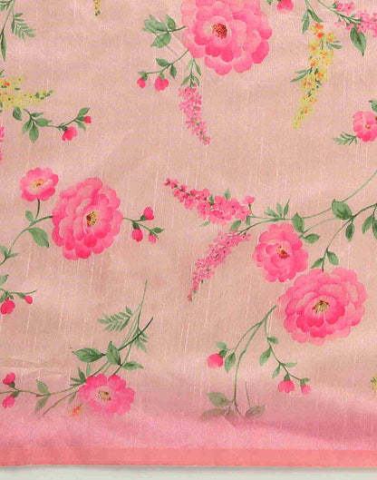 Light Pink Silk Printed Saree