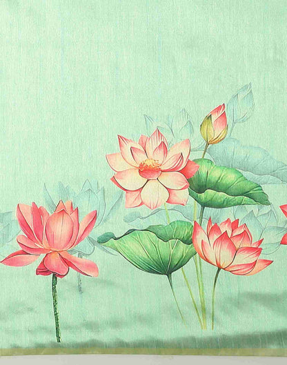 Pista Green Silk Printed Saree