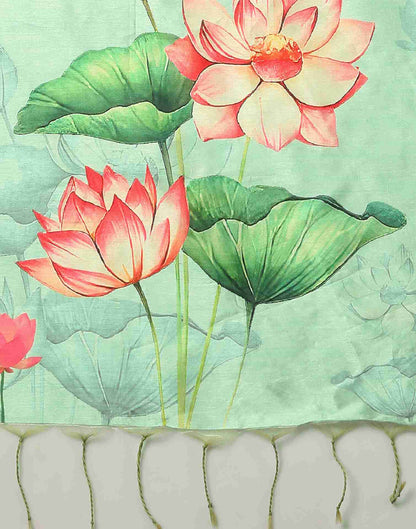 Pista Green Silk Printed Saree