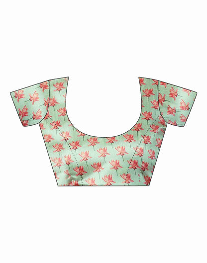 Pista Green Silk Printed Saree