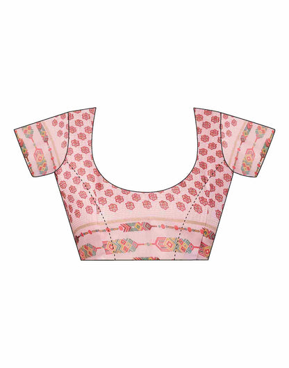 Light Pink Silk Printed Saree