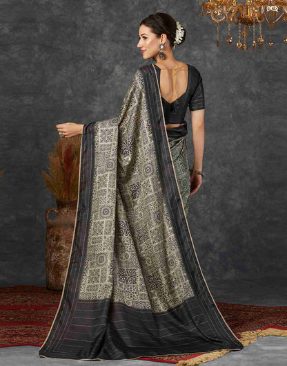 Black Silk Printed Saree