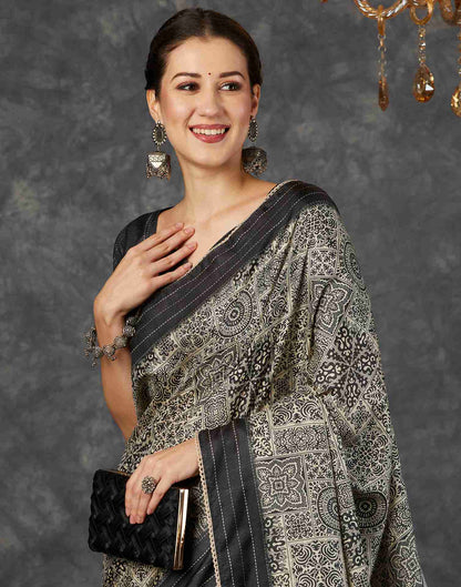 Black Silk Printed Saree