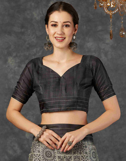 Black Silk Printed Saree