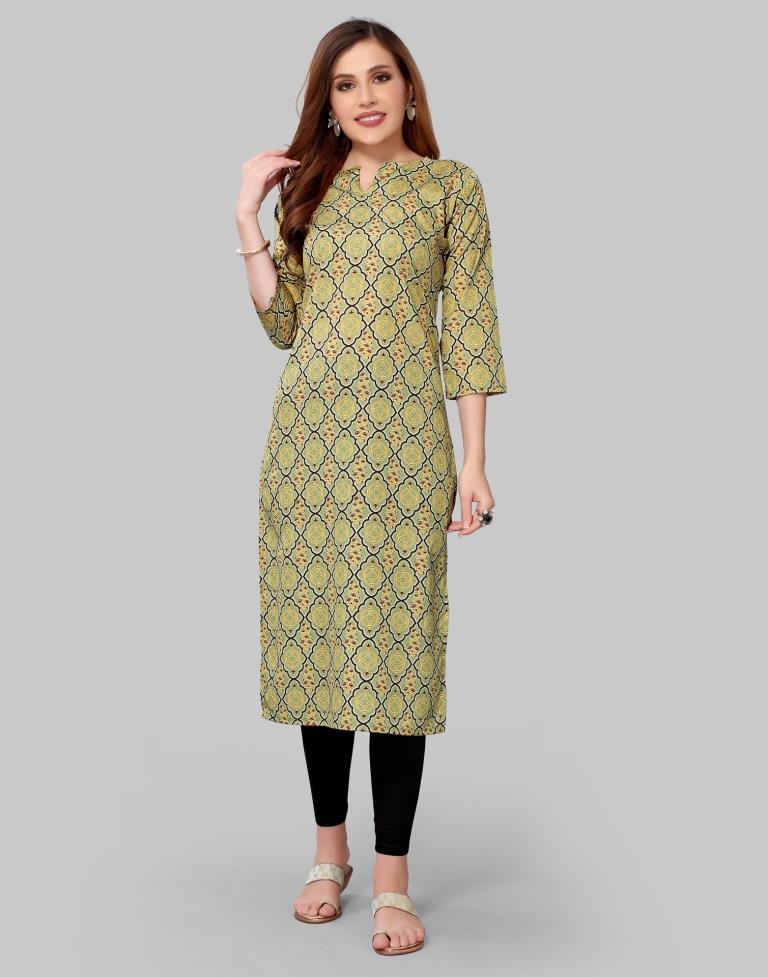 Olive Green Coloured Crepe Digital Printed Kurti | Sudathi