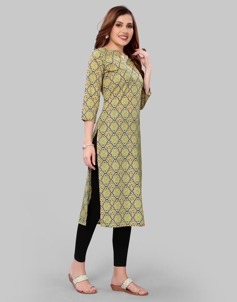 Olive Green Coloured Crepe Digital Printed Kurti | Sudathi