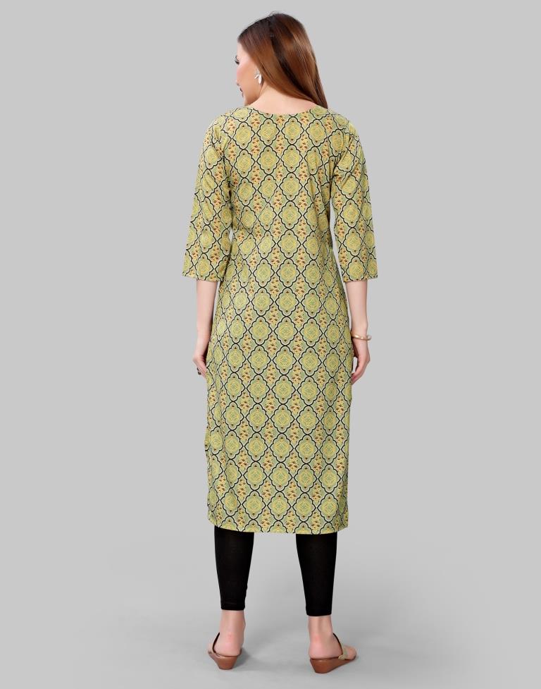 Olive Green Coloured Crepe Digital Printed Kurti | Sudathi