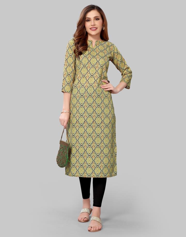 Olive Green Coloured Crepe Digital Printed Kurti | Sudathi